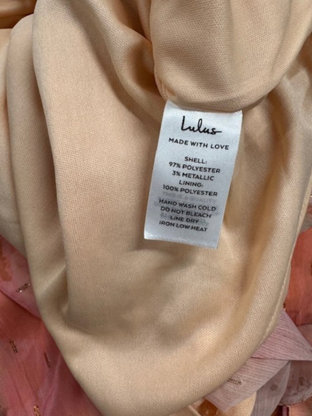 Lulus Faria Peach Multi Abstract Metallic Clip Dot Midi Dress NWT - Picture 8 of 9